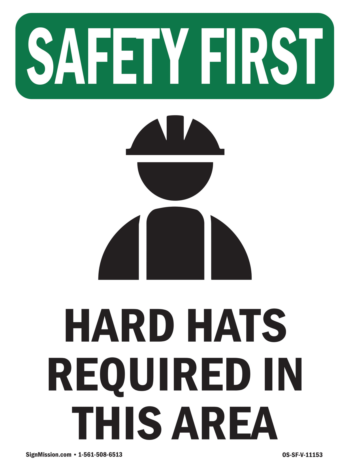 Hard Hats Required In This Area With Symbol