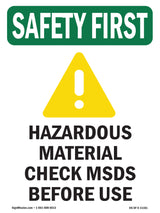 Hazardous Material Check MSDS Before