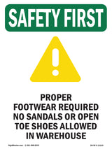 Proper Footwear Required No With Symbol