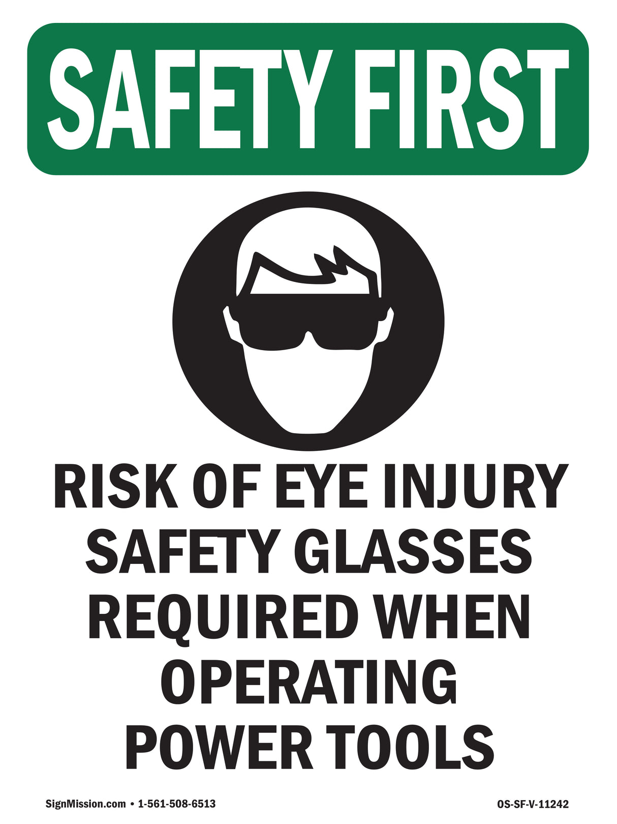 Risk Of Eye Injury Safety Glasses With Symbol