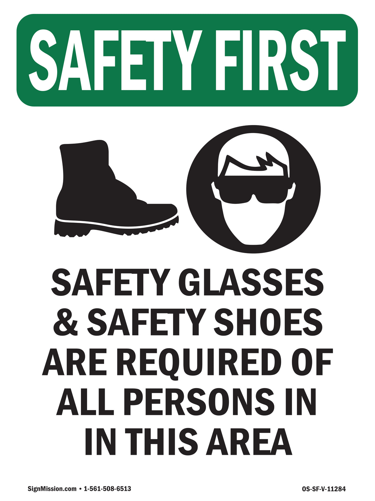 Safety Glasses & Safety Shoes With Symbol