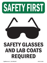 Safety Glasses And Lab Coats Required With Symbol