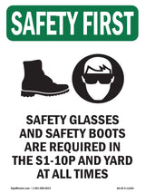 Safety Glasses And Safety Boots With Symbol