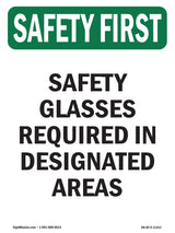 Safety Glasses Required In Designated