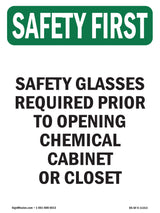 Safety Glasses Required Prior
