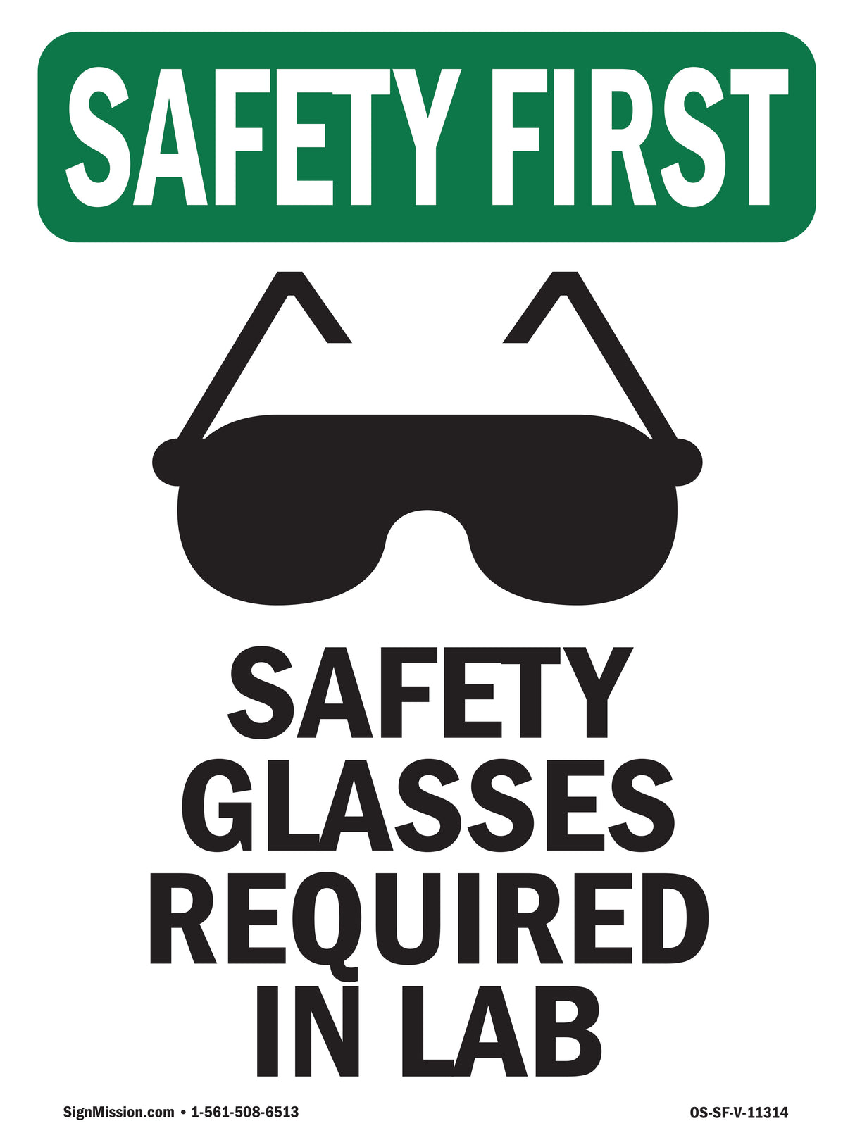 Safety Glasses Required In Lab With Symbol