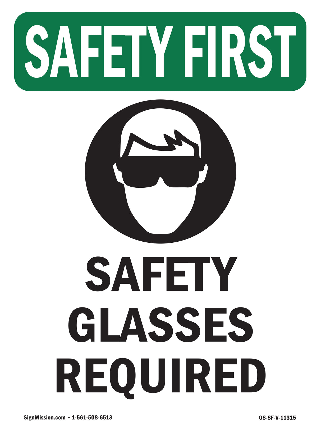 Safety Glasses Required With Symbol