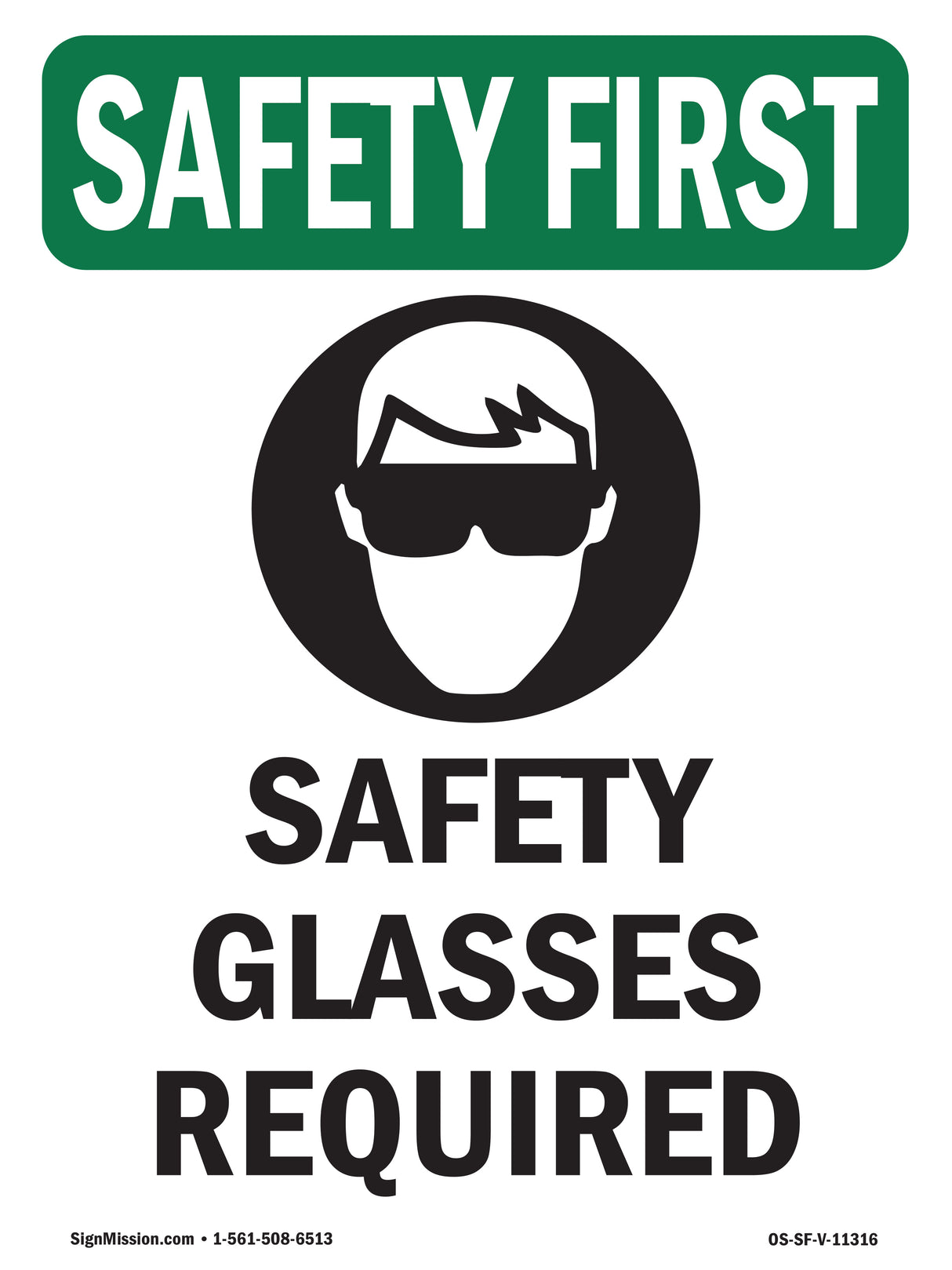 Safety Glasses Required With Symbol