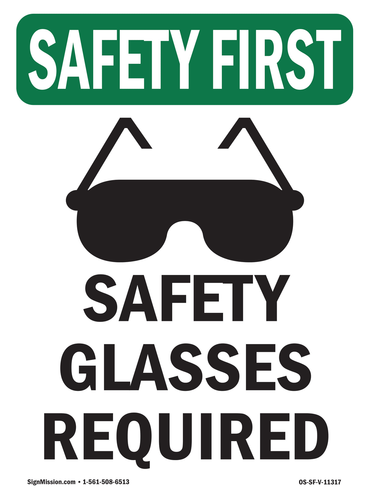 Safety Glasses Required With Symbol