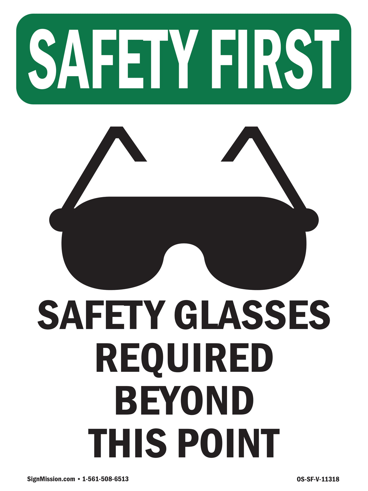 Safety Glasses Required Beyond With Symbol