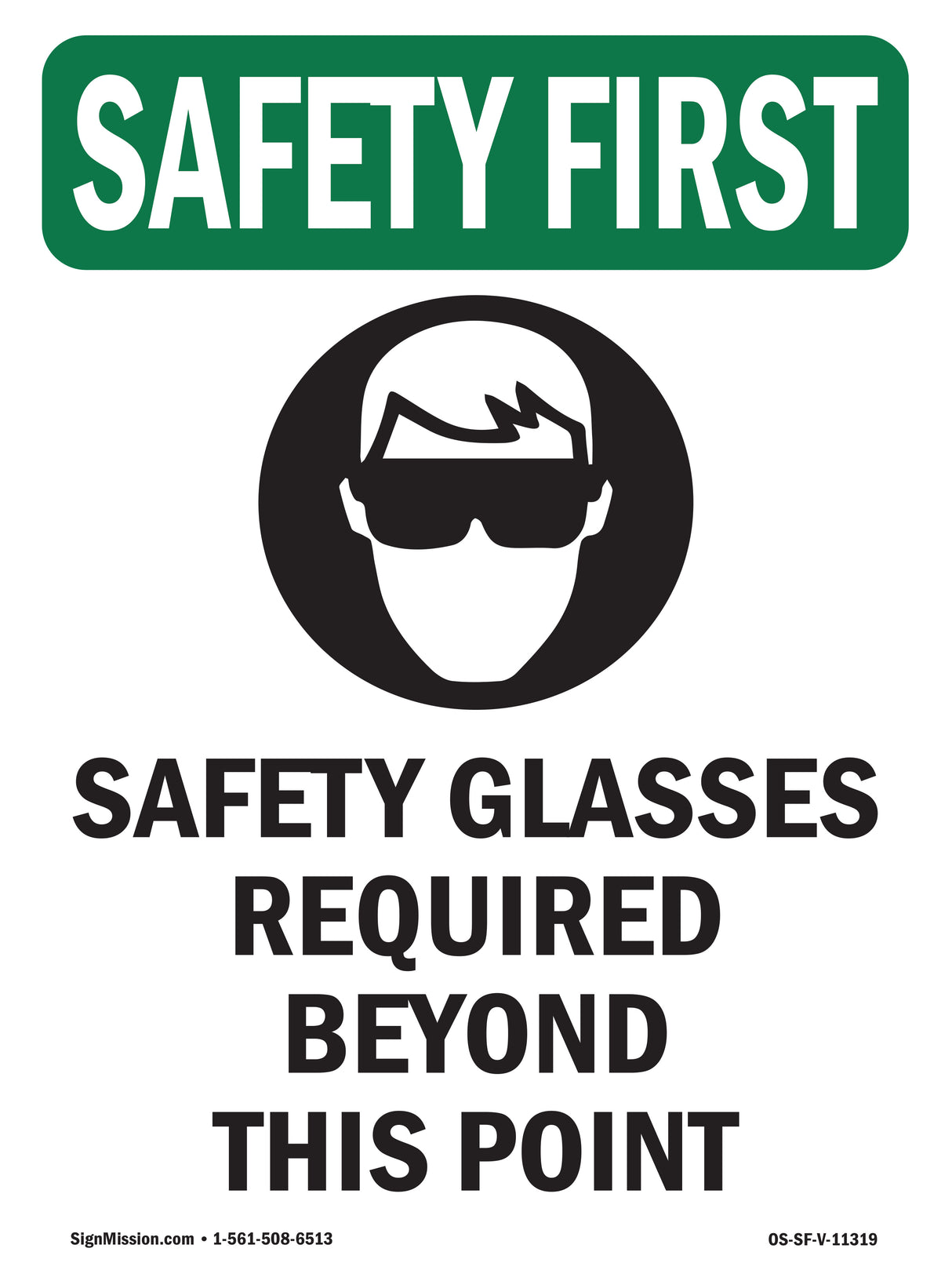 Safety Glasses Required Beyond With Symbol