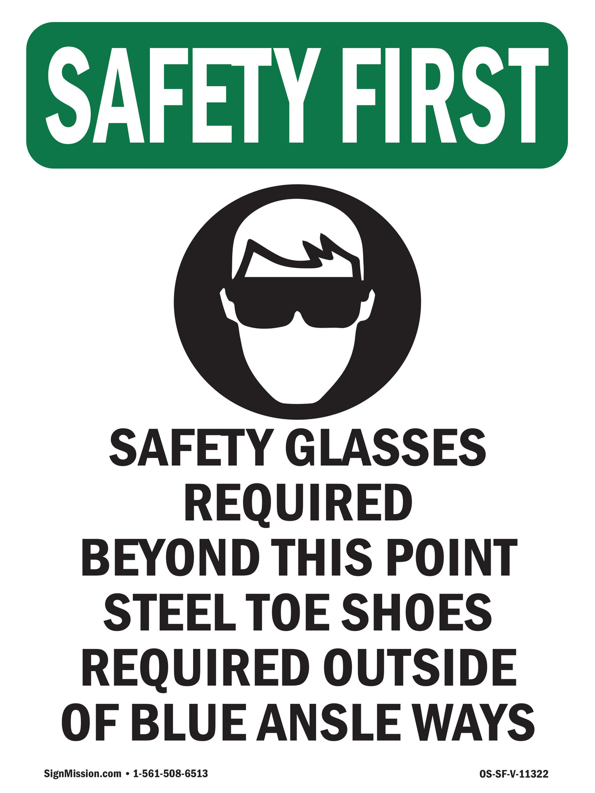 Safety Glasses Required Beyond With Symbol