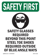 Safety Glasses Required Beyond With Symbol