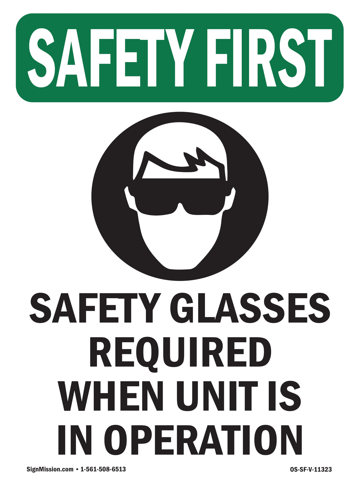 Safety Glasses Required When With Symbol