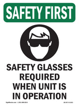 Safety Glasses Required When With Symbol