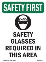 Safety Glasses Required Area Bilingual