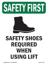 Safety Shoes Required When Using Lift With Symbol