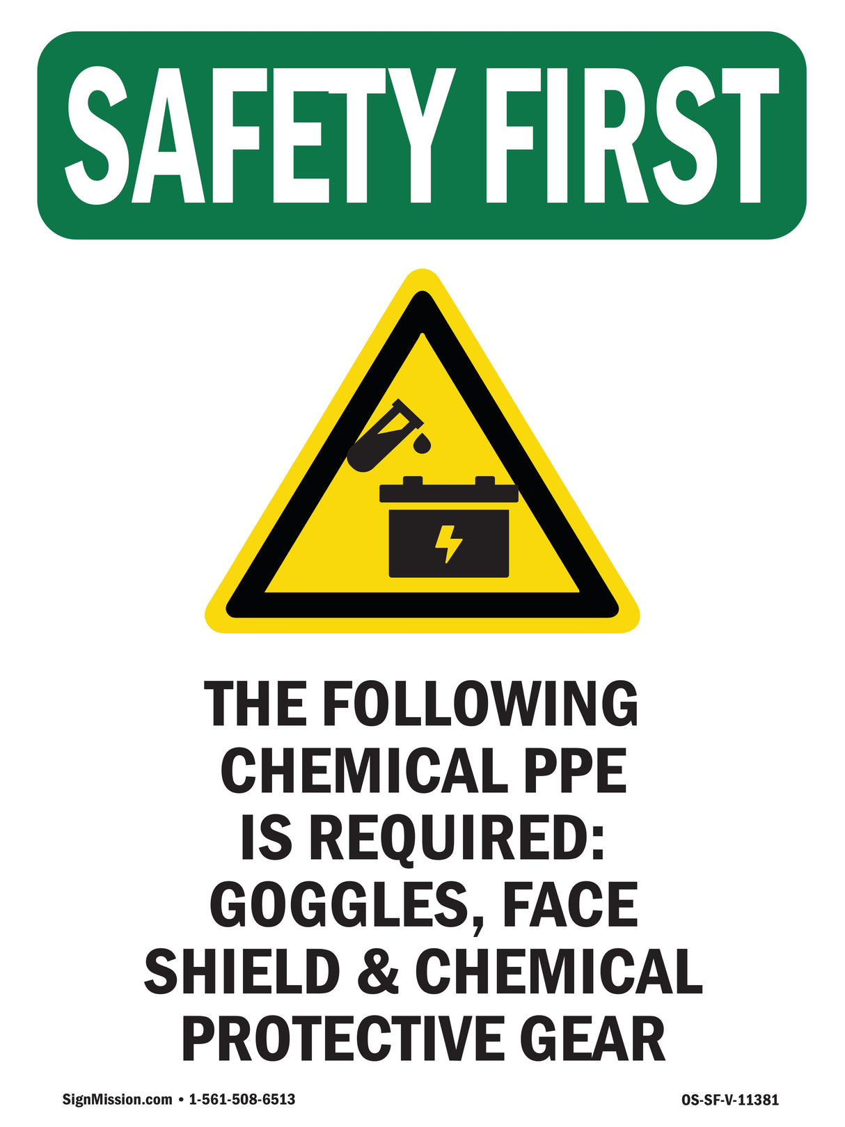 The Following Chemical PPE Required-With Symbol