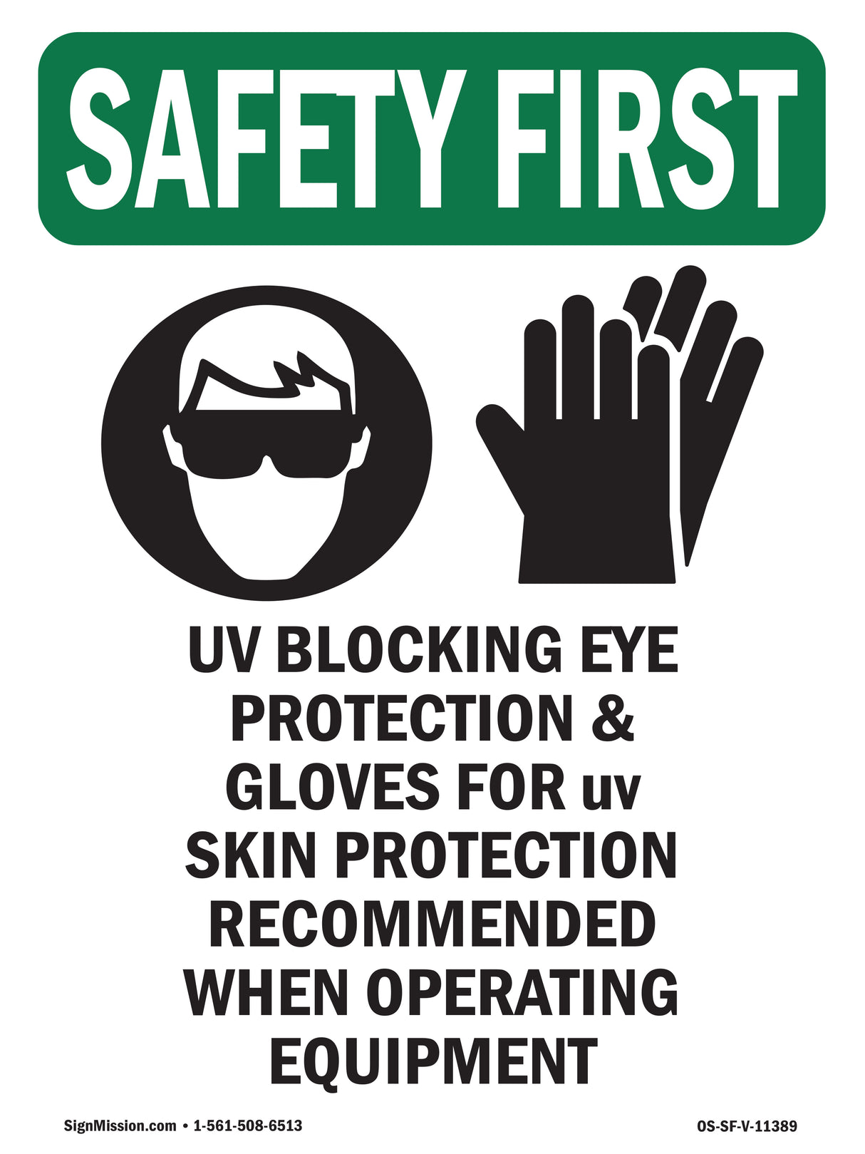 UV Blocking Eye Protection & With Symbol