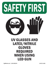 UV Glasses And Latex Nitrile With Symbol