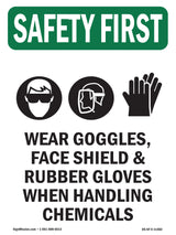 Wear Goggles, Face Shield & With Symbol