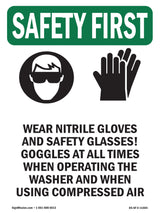 Wear Nitrile Gloves And Safety With Symbol