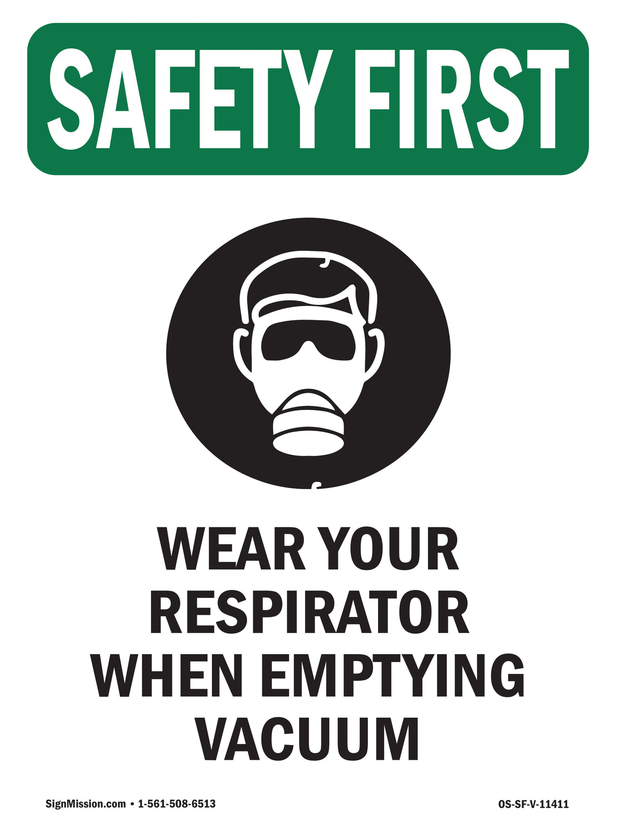 Wear Your Respirator When Emptying With Symbol