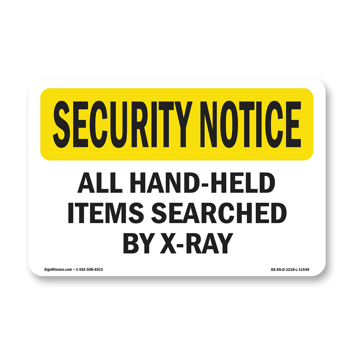 Hand-Held Items Searched By X-Ray