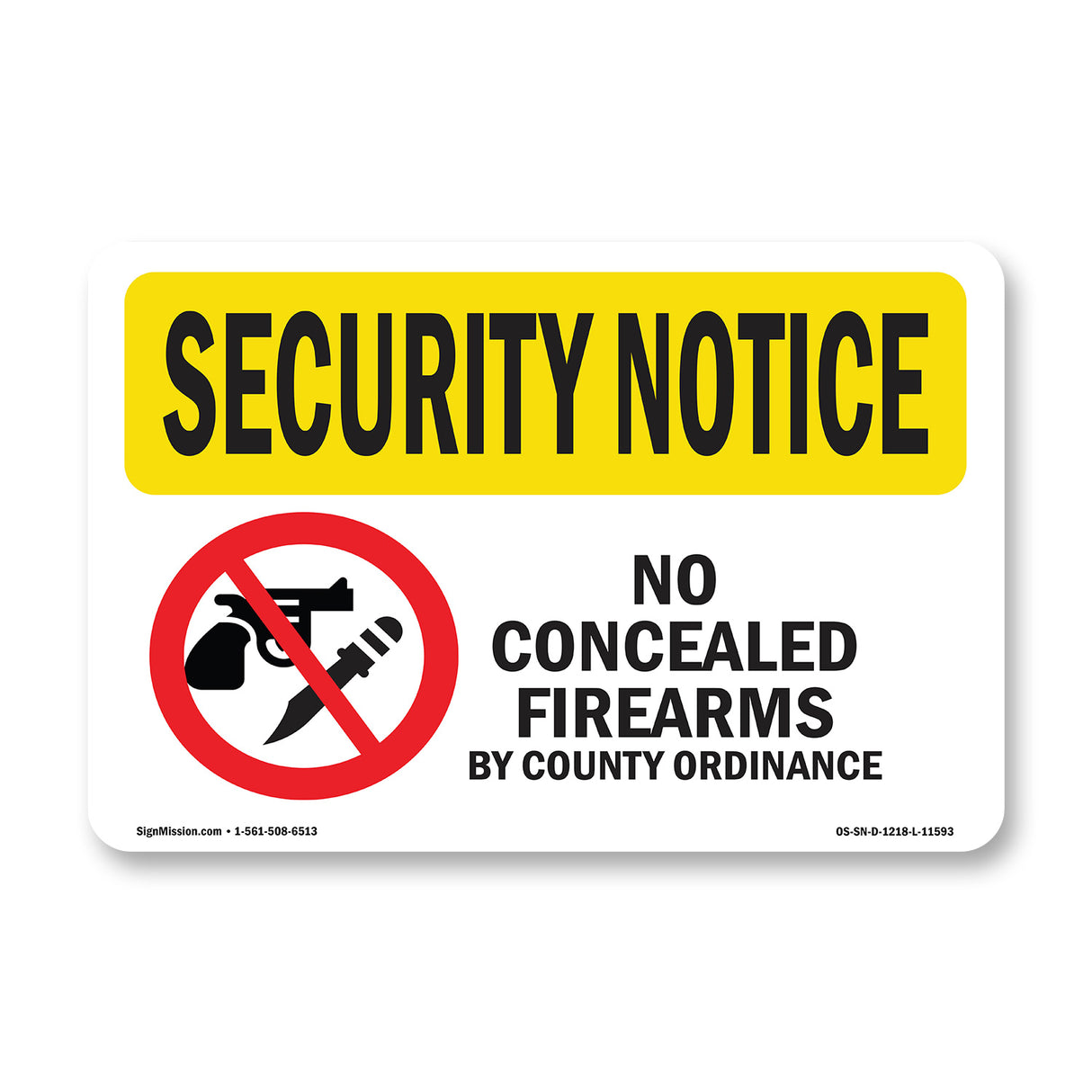 No Concealed Weapons By County