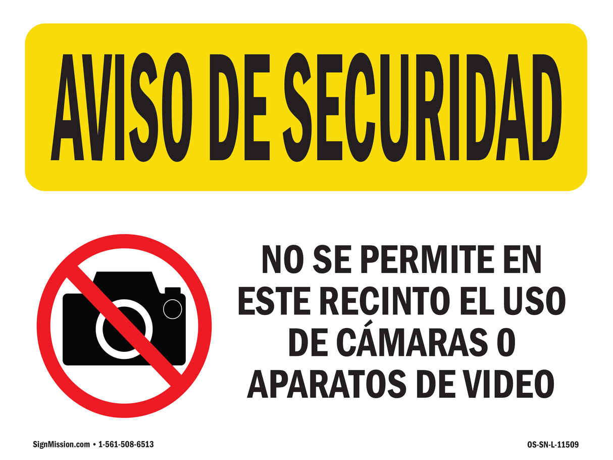 Camera Or Video Prohibited Spanish