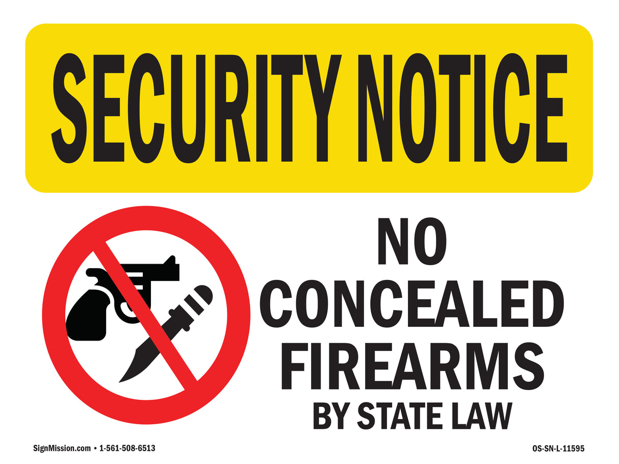No Concealed Weapons By State Law