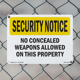 No Concealed Weapons On Property