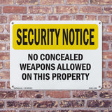 No Concealed Weapons On Property