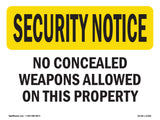 No Concealed Weapons On Property