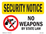 No Weapons By State Law Bilingual
