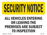 Vehicles Are Subject To Inspection