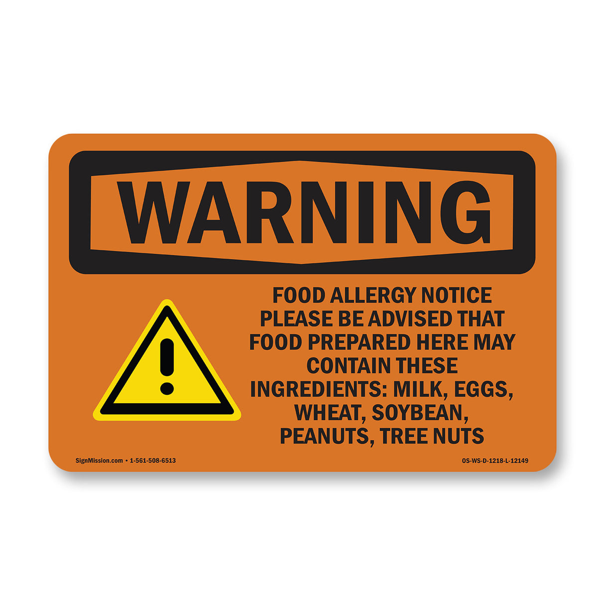 Food Allergy Notice Please Be With Symbol