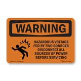 Hazardous Voltage Fed By Two With Symbol