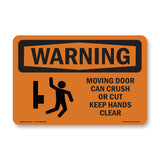 Moving Door Can Crush Or Cut With Symbol