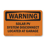 Solar PV System Disconnect Located At Garage