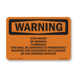 Stop Motor No Smoking Flammable