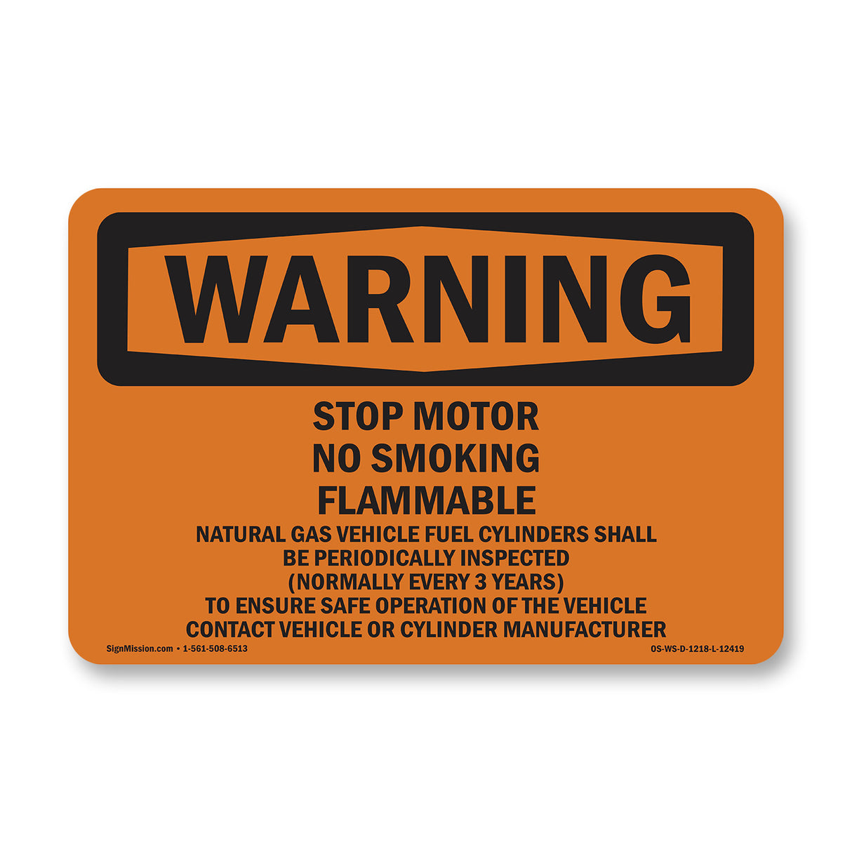 Stop Motor No Smoking Flammable Gas Natural