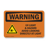 UV Light Hazard Avoid Looking With Symbol