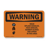 Wear Splash Goggles Shield Gloves Apron