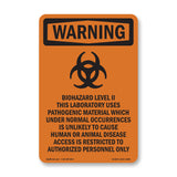 Biohazard Level II This Laboratory With Symbol