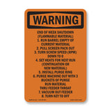 End Of Week Shutdown (Flammable Material)