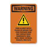 Food Allergy Notice Please Be With Symbol