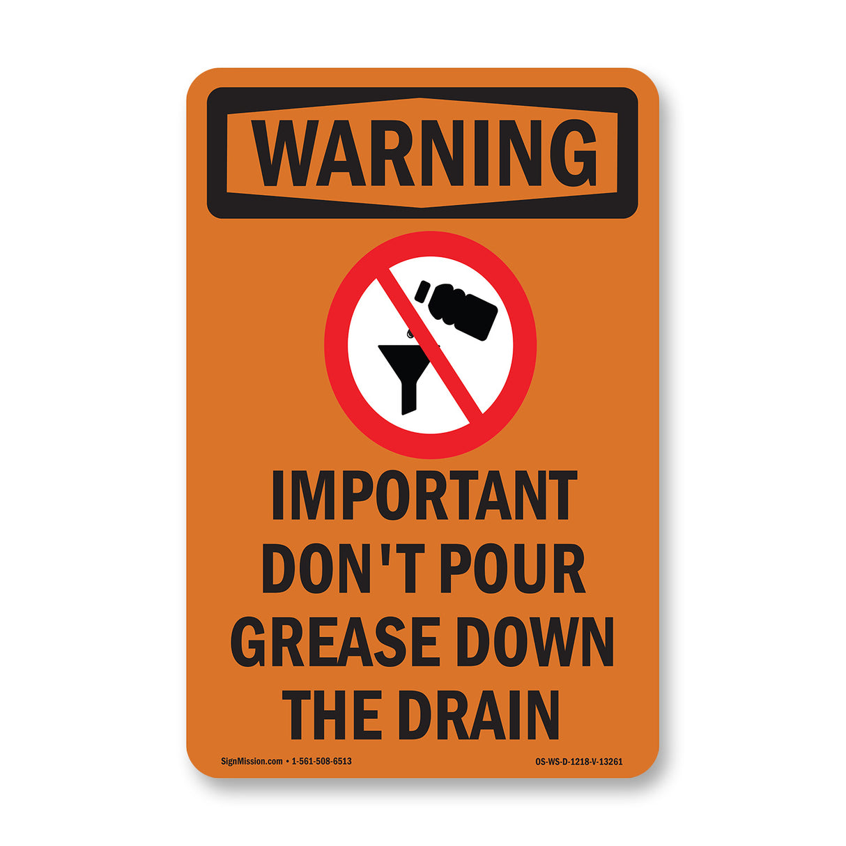 Important Don't Pour Grease With Symbol
