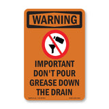 Important Don't Pour Grease With Symbol