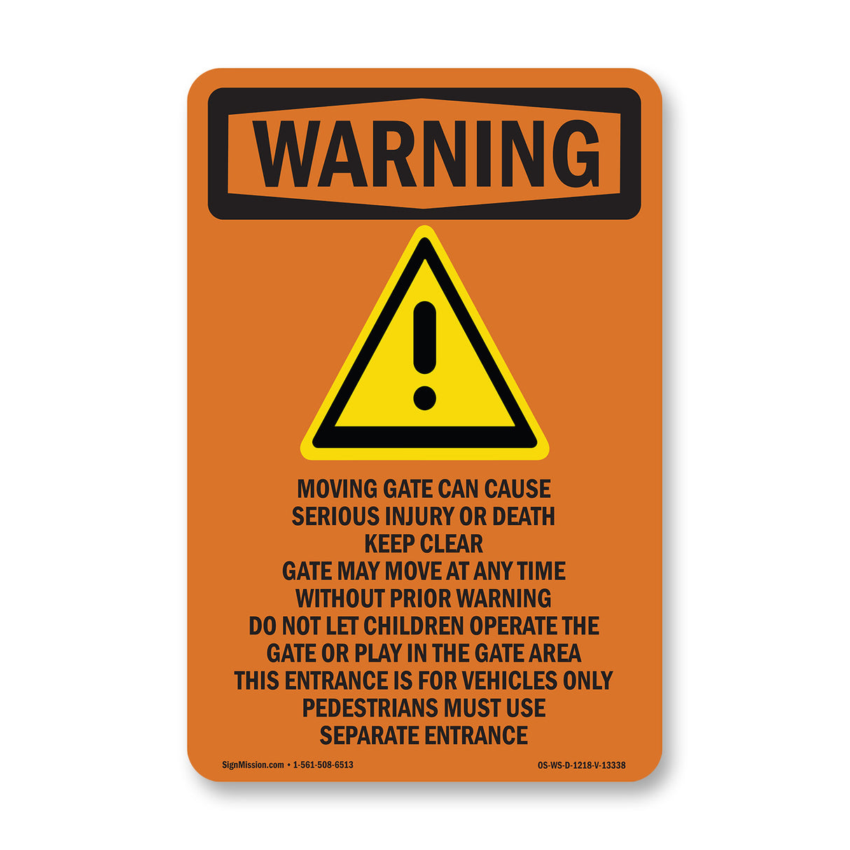 Moving Gate Can Cause Serious Injury